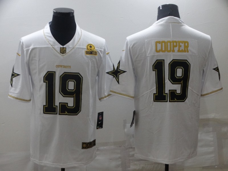 2021 Men Dallas cowboys 19 Cooper White Retro gold character Nike NFL throwback Jerseys